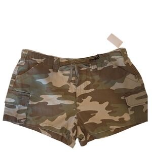 Vanilla Star Womens Cargo Shorts Camouflage Print Drawstring Waist Size Large